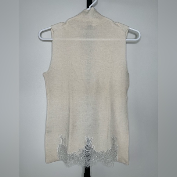 Elie Tahari High Neck Sleeveless Top with Lace - Picture 2 of 4
